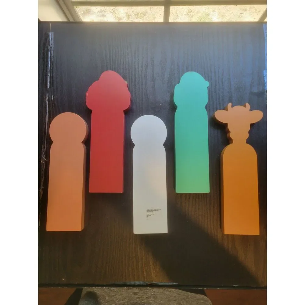 Wooden Christmas Bowling Pins Set Santa Reindeer Snowman Pins
